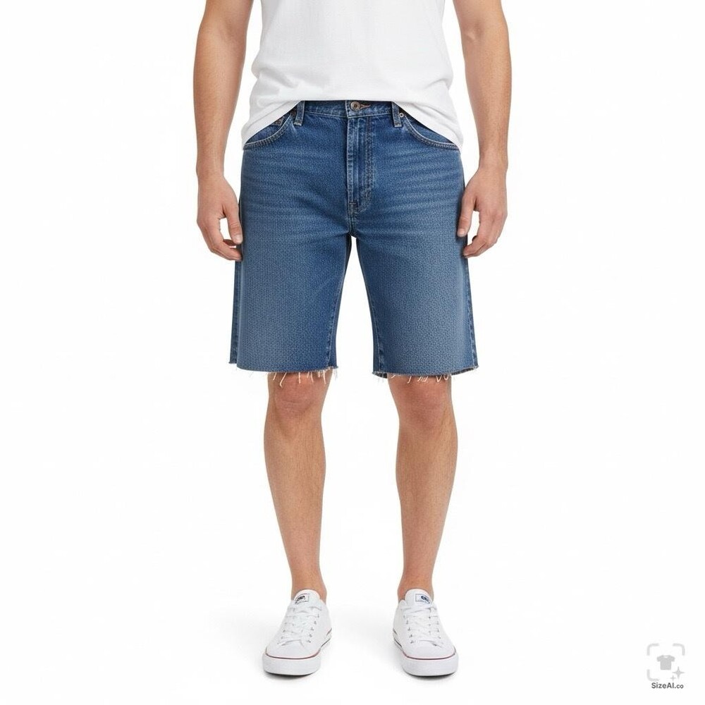 Dickies Denim Jean Shorts Mens 31 Blue Bermuda Raw Hem Frayed Casual Workwear